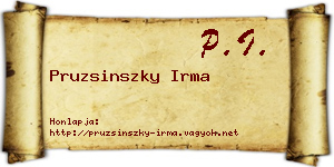 Pruzsinszky Irma névjegykártya